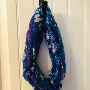 Blue Floral Infinity Scarf - Women Accessories (hands to 34” approximately)
